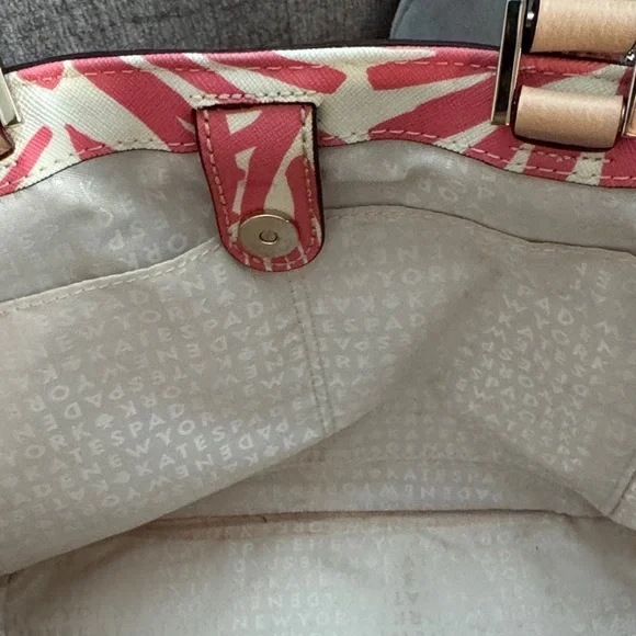Kate Spade Grant Street Juno Mini Tote Pink and White Palm Leaf Print - Picture 6 of 8